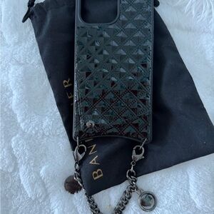Bandolier Black Geometric Phone Case with Chain for iPhone 14 Pro Max